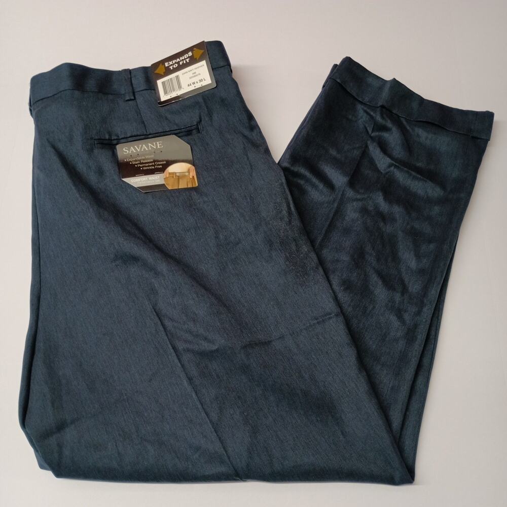 Savane Dress Pants Men's Size 44x30‎ Straight Pleated Blue